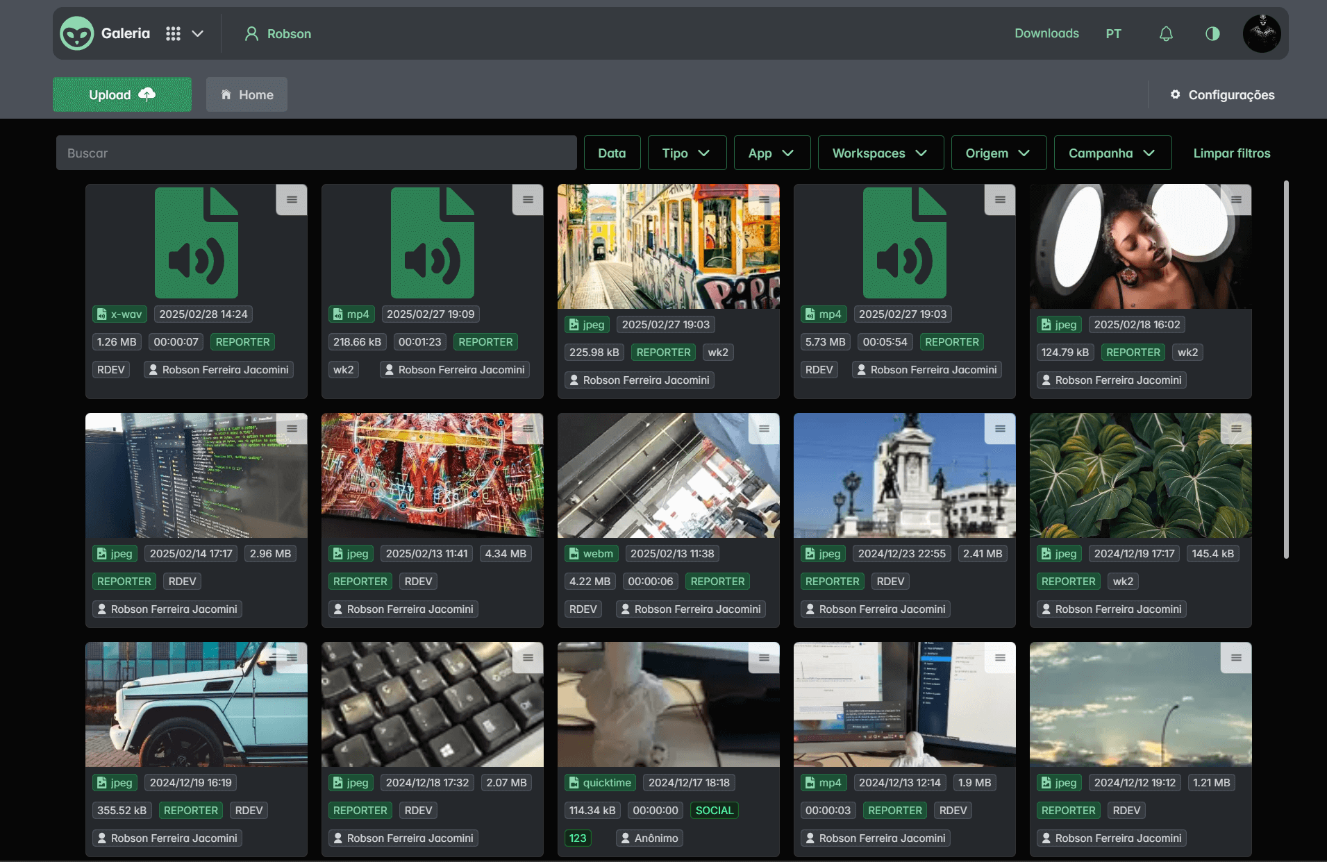 Página Inicial da Galeria